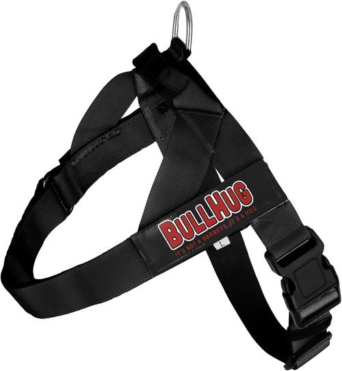 BULLHUG Adjustable Dog Harness– No Pull, No Choke – for English Bulldogs, French Bulldogs, Pugs & Broad-Chested Breeds – Easy, Safe Walks (Black, Small)