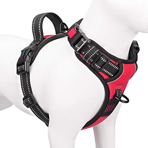 PHOEPET No Pull Dog Harness Reflective Adjustable Vest with Training Handle