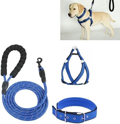 3-Pcs Dog Walking Set with Harness, Collar and Leash (Black)